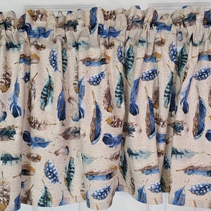 94] Curtain Floating Feathers Cream Blue Tan White Valance Bedroom Bathroom Living Patio Dining Patio RV Camper Cabin Window Treatment