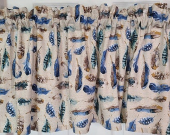 94] Curtain Floating Feathers Cream Blue Tan White Valance Bedroom Bathroom Living Patio Dining Patio RV Camper Cabin Window Treatment