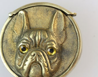 Antique Carnival Colorful Chalkware French Bulldog Chalk Bank