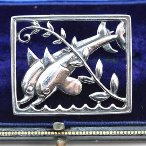 Silver Danish Silver Dolphin Brooch - Etsy