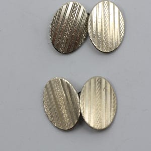 CUFFLINKS VINTAGE 9ct GOLD & Silver Oval shape English