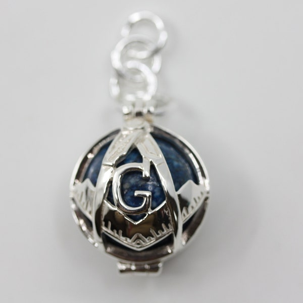 Masonic Blue Lapis Lazuli Silver 925 Masonic Ball Pendant