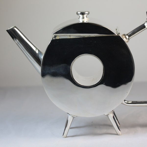 Christopher Dresser Tea Pot Silver Plated Round Vintage Collectible