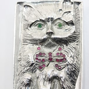 CAT PERFUME SCENT Bottle Silver Ruby Emeralds