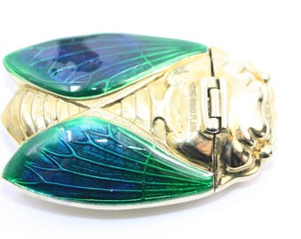 Vintage Scarab Beetle Match Safe, 18ct Gold Plated Vesta Case