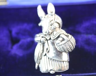 BEATRIX POTTER Mme Joséphine Lapin Broche en Argent Sterling Style vintage