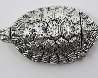 Turtle Silver plated Match Safe Vesta Case
