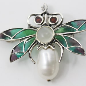 PLIQUE A JOUR Baroque Pearl Insect Brooch Silver Brooch