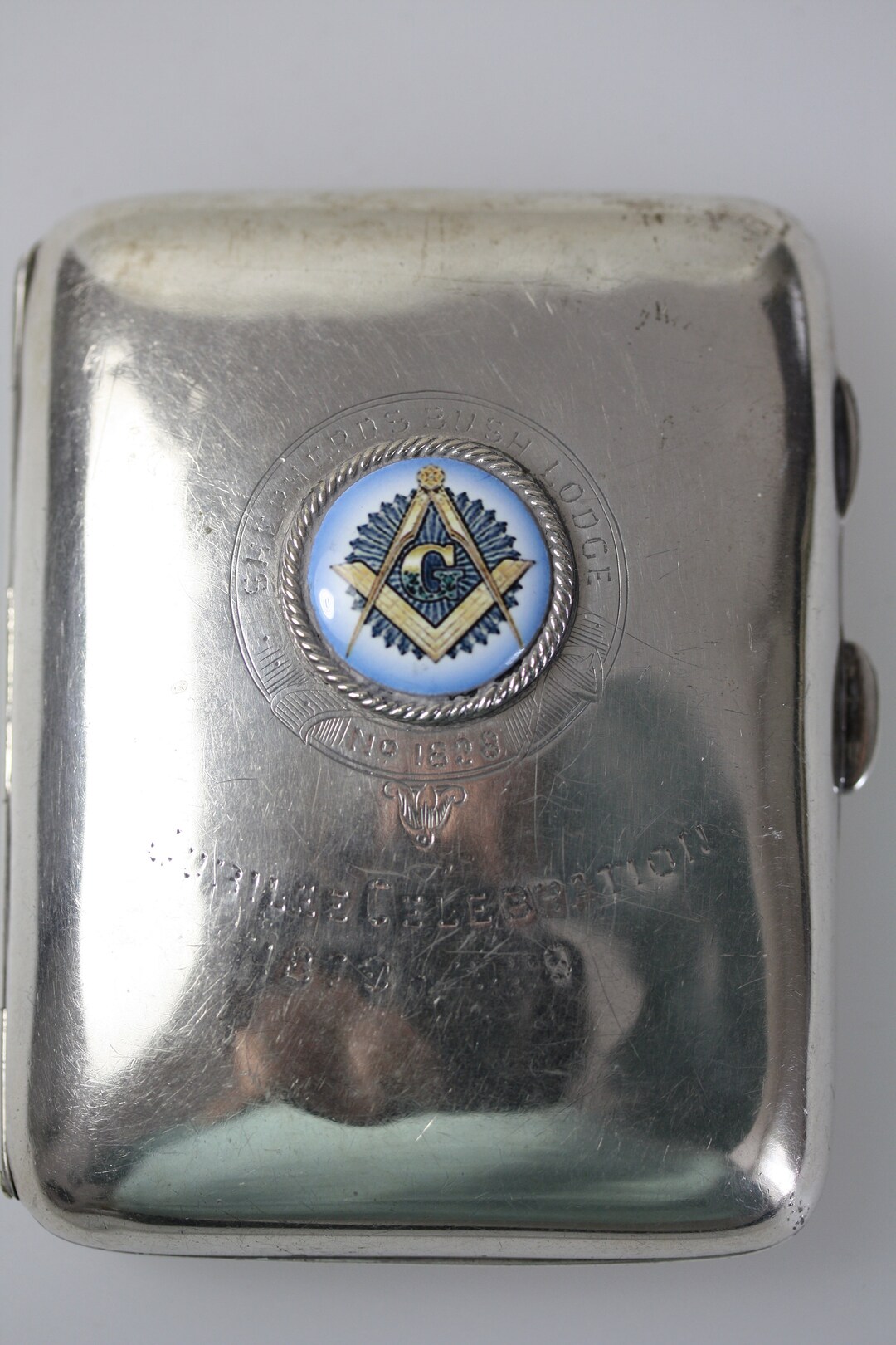 Masonic Silver Cigarette Case English Hallmarked Case 1928