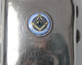 Masonic Silver Cigarette Case English Hallmarked Case 1928