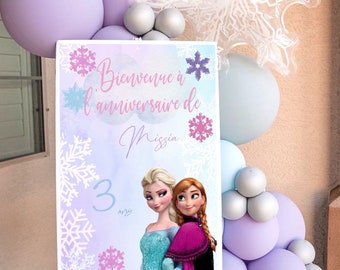 Affiche fête d’anniversaire - thème reine des neiges