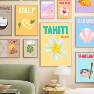 Conjunto de 3 pósteres de viaje - Decoración de dormitorio - Estampado de moda