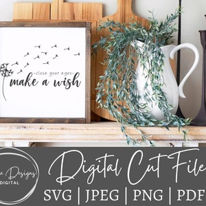 Doe een wens-svg. Sluit je ogen svg. Vriendelijkheid gesneden bestand. SVG voor cricut. Knipbestand voor silhouet. Wees aardig-svg. paardebloem svg. teken svg