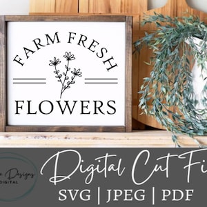 Bonjour printemps svg, svg fleurs fraîches de la ferme, marché aux fleurs, Pâques printanière rustique, fichiers svg, fichiers svg pour cricut, fichiers coupés pour silhouette
