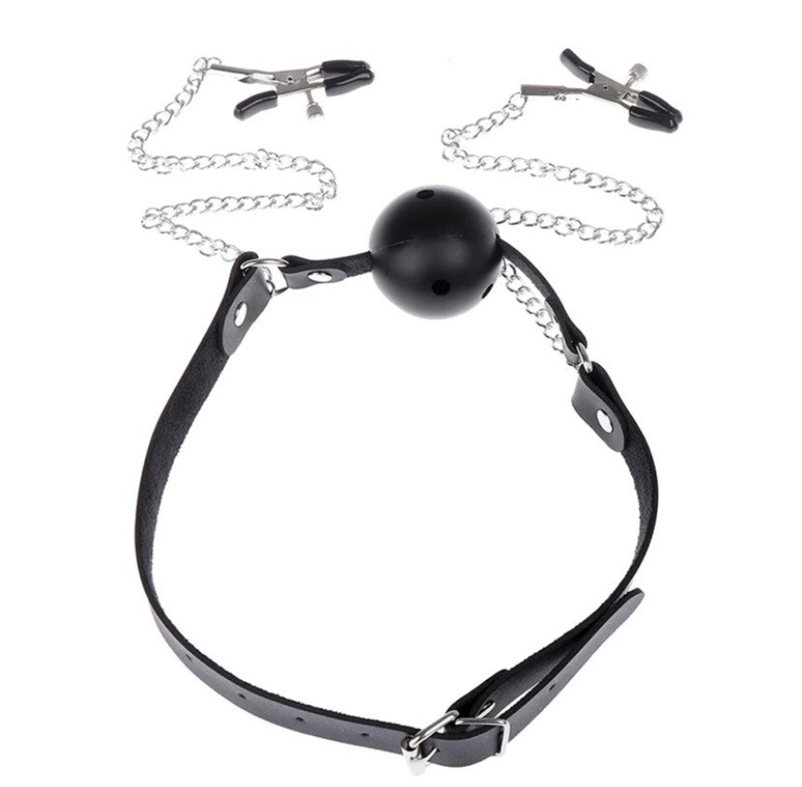 Bdsm Mouth Gag Ball With Chain Clip Nipple Clamps Fetish Etsy
