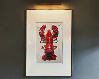 Lobster Art Print - Seafood Painting - Original Poster - Seafood Wall Art - Fish Painting - Kitchen Decor - New Home Gift - Digital Print