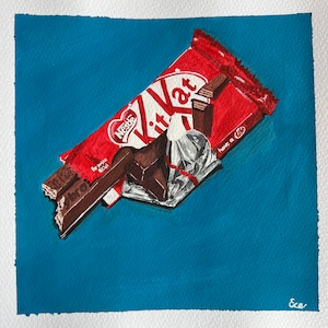 Kitkat - Original Painting - Gouache Painting - Artwork - Coffee Decor - Mini Painting - Contemporary Art - Pop Art - Kitchen Art
