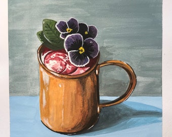 Cocktail 6 - Original Painting - Gouache Painting - Artwork - Coffee Decor - Mini Painting - Contemporary Art - Pop Art - Kitchen Art