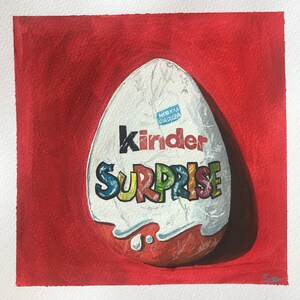 Kinder Sorpresa - Pittura a guazzo - Opera d'arte - Decorazione caffè - Mini pittura - Arte contemporanea - Opera d'arte - Pittura al cioccolato - Pop Art