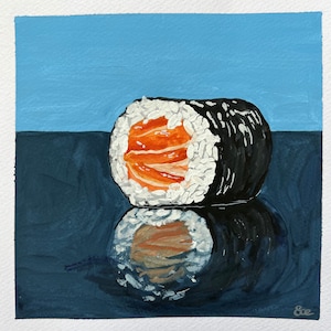 Sushi - Tobiko - Japanese Food - Original Painting - Sushi Painting - Kitchen Decor