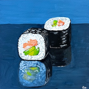 Sushi Art Print - Japanese Painting - Digital Art - Japanese Food - Seafood Wall Art - Kitchen Decor - Sushi Poster - New Home Gift