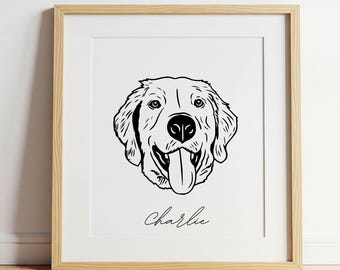 Custom Dog Outline Portrait SVG Cut File from Pet Photo, Dog Mom Memorial Gift