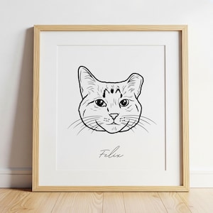 Custom Cat Outline Portrait SVG Cut File from Pet Photo, Cat Memorial Gift