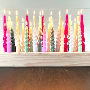 Taper Candle Holder, Birthday prop, Birthday Party Decor, Rainbow Candle Base, Wood Candle Holder, Holiday Decor