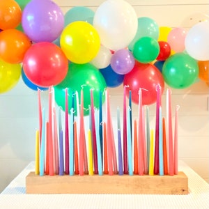 Wood Candle holder, Birthday Candle Block, Birthday prop, Birthday Party Decor, Rainbow Candle Base, St Patrick’s Day Decor