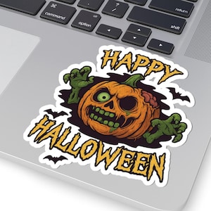 Halloween Kiss-Cut Stickers, Creepy Pumpkin Decor, Trick or Treat Stickers, Halloween Party Favors, Goth Aesthetic Stickers