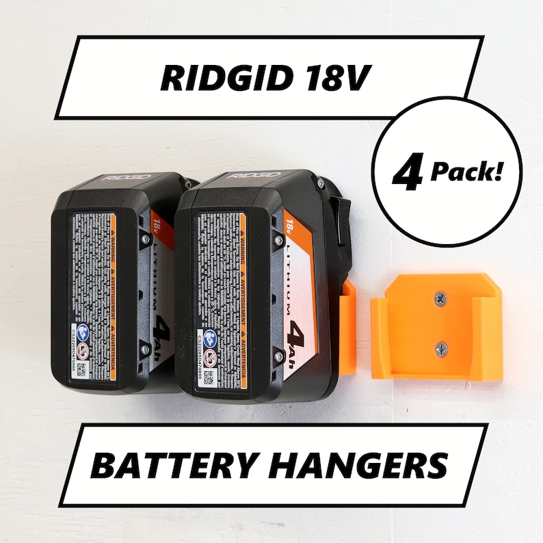 4 Pack - Ridgid 18v Battery Hangers