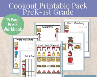 Summer Cookout Preschool Workbook | Pre-K to 1st Grade (Digital Download)