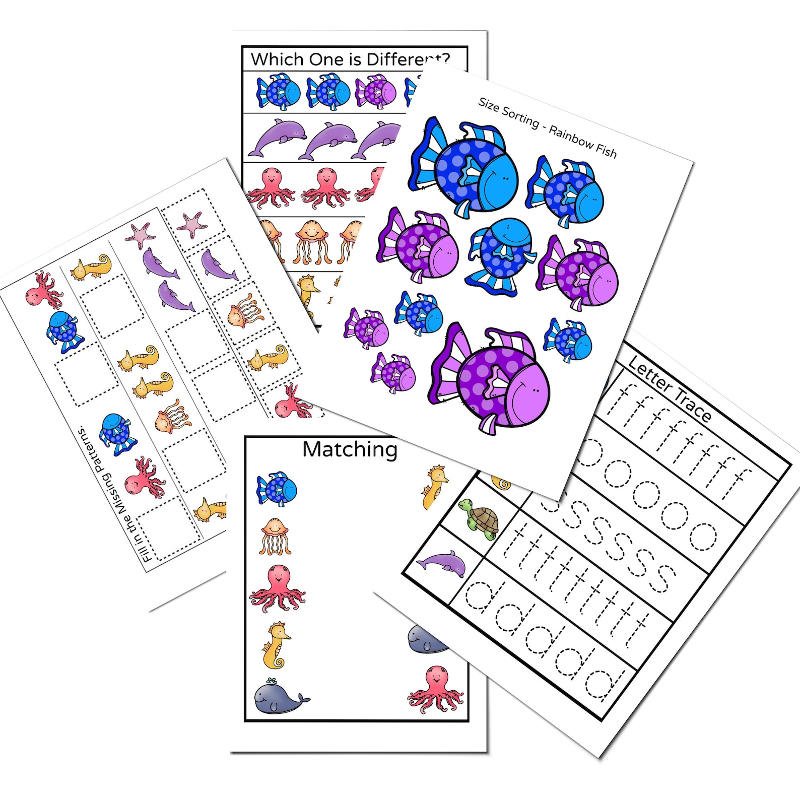 Ocean Themed Preschool Printables Rainbow Fish Inspired Kindergarten ...