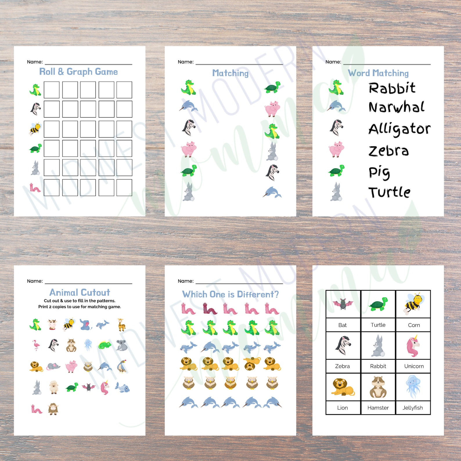 Preschool Workbook Printable Pack | Animal Pre-k Worksheets ...