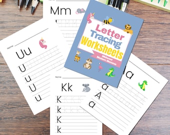 Alphabet Tracing Worksheets A-Z: Preschool Handwriting Practice (Digital Download)