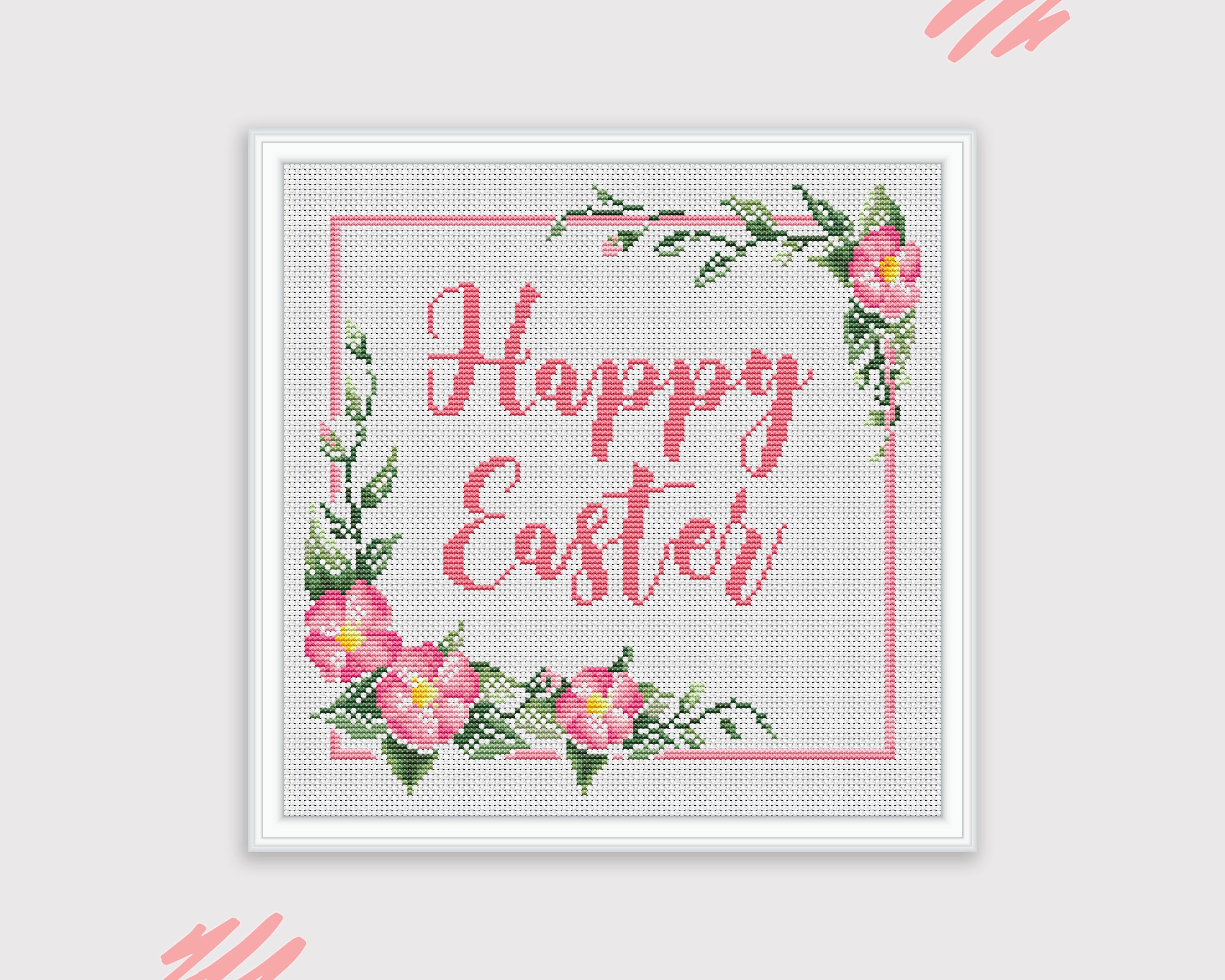 Happy Easter Cross Stitch Pattern PDF Digital Pattern Etsy