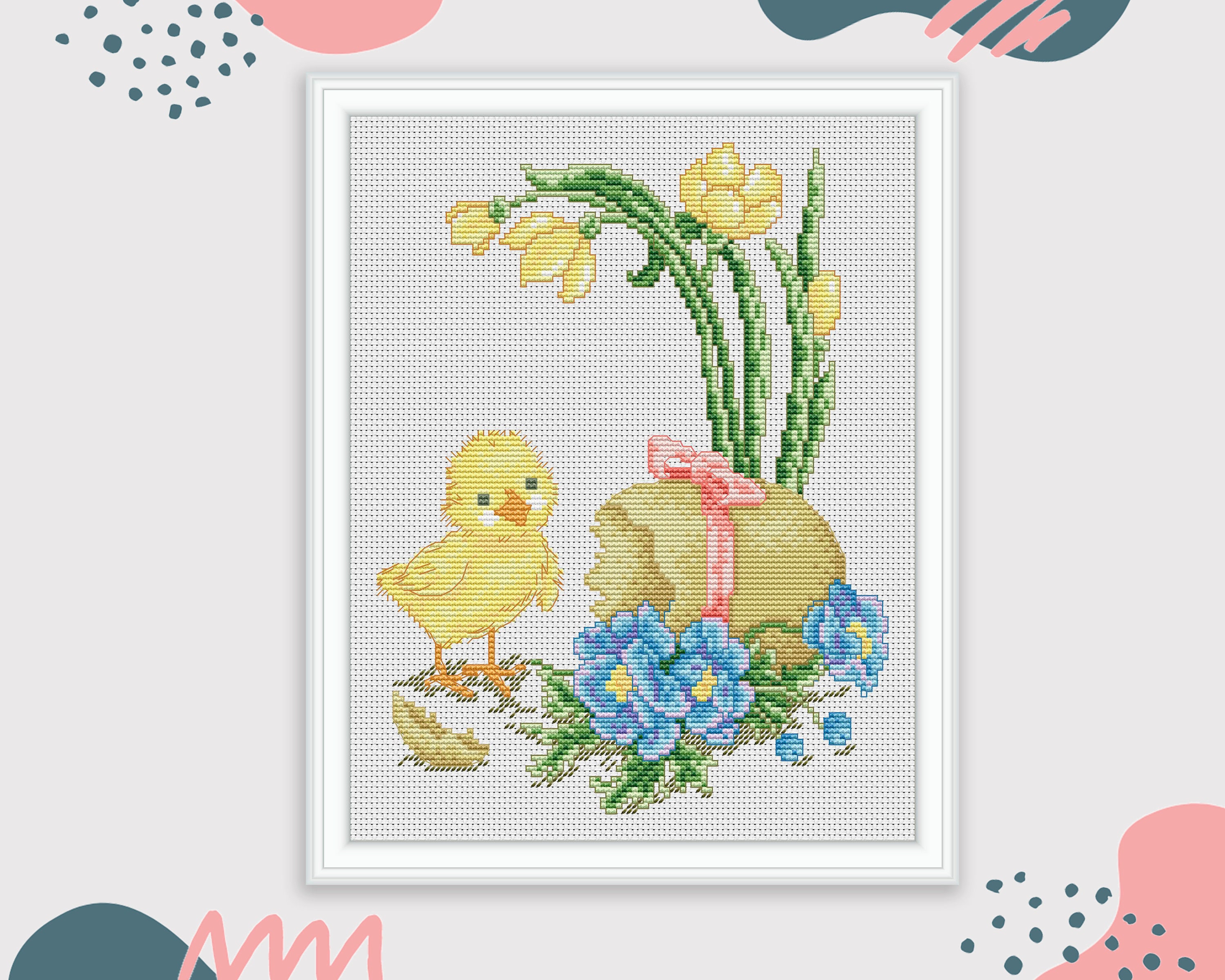 Duckling Cross Stitch Pattern Easter Cross Stitch chart PDF Etsy