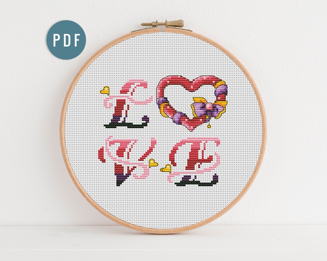 Love Cross Stitch Pattern PDF Digital Pattern Instant | Etsy