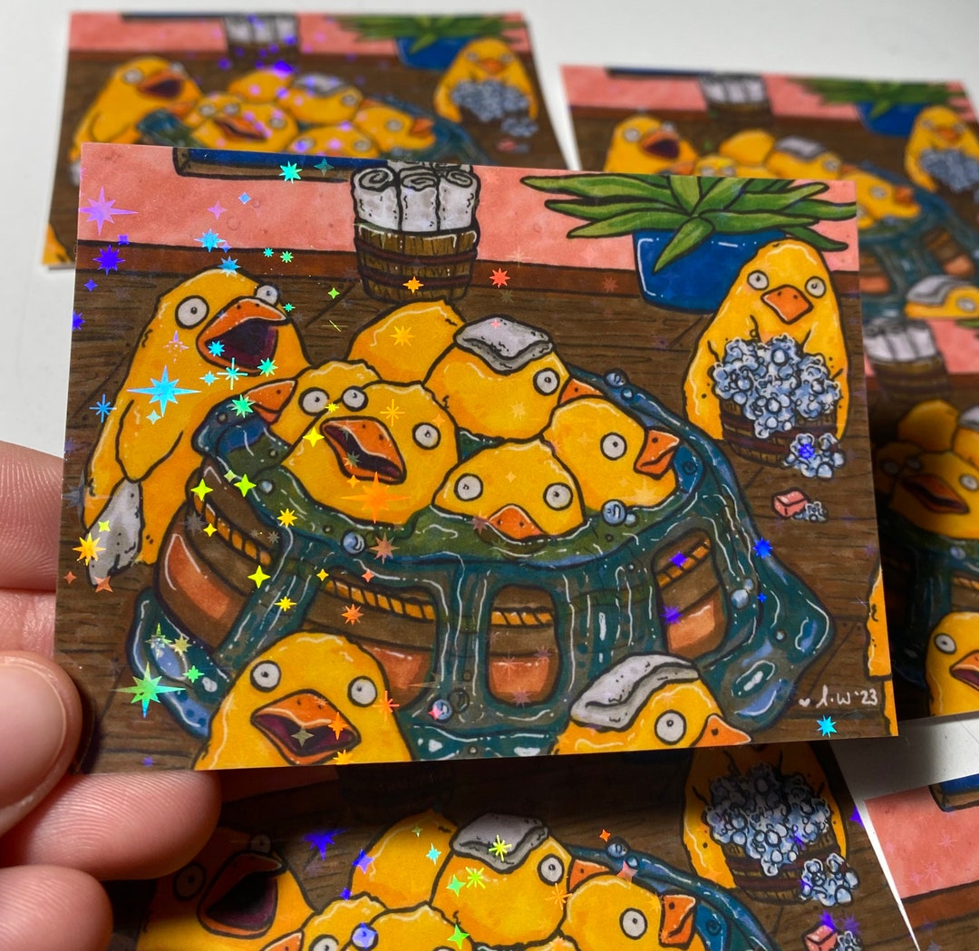 Anime Duck Bath Vinyl Sticker, Anime Character Stickers, Cute Duck