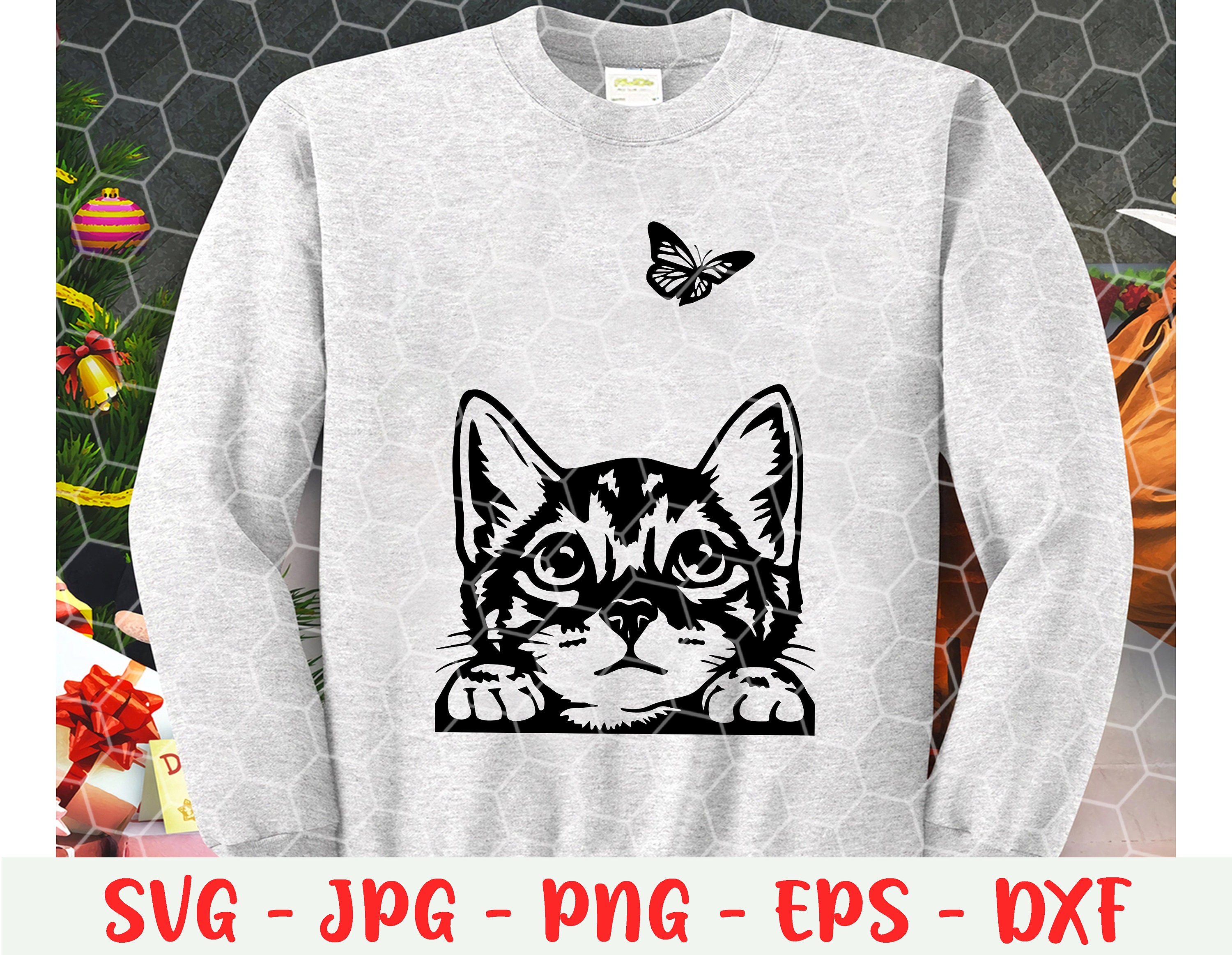 Cute Cat SVG files for Cricut Pet Vector digital Peeking | Etsy