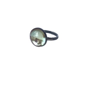 Vintage round Sappharine cabuchon antique finish silver plate Ring-212