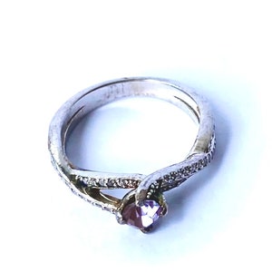 Vintage Sappharine, 5mm round machine cut and set in Sterling silver ring- 213