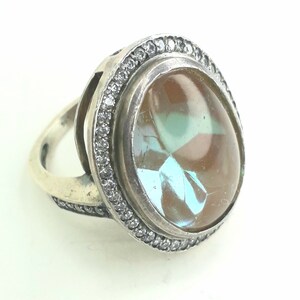 Vintage Sappharine 18x13mm oval set in 925 Sterling Silver Ring-207