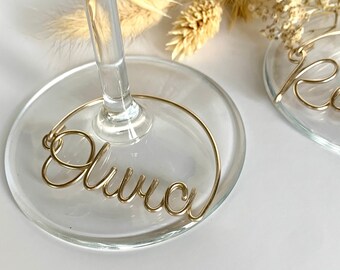 Wine glass charms, Personalised wire name tags, Drink tags, Hen party favours, Custom wedding guest names