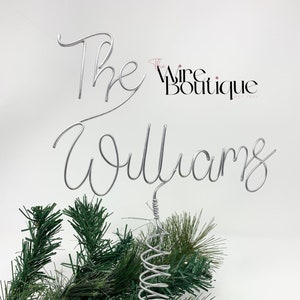 Family name tree topper, Personalised wire decoration, Custom surname Christmas tree decor, Xmas wire bauble image 1