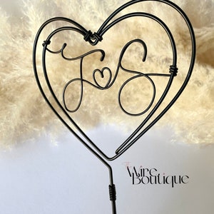 Heart wedding cake topper, Personalised, Initials, Letters, Wire topper, Mr and Mrs, Cake decor, Rustic, Anniversary, Custom, Engagement