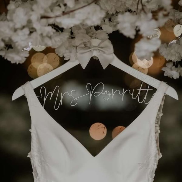 Personalised Wedding Dress Hanger: Custom Wire Bridal Hanger