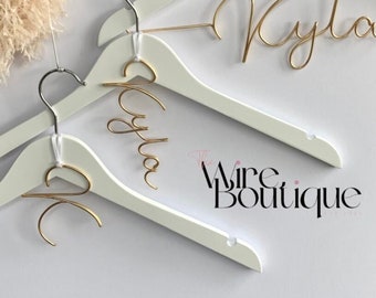 Bridesmaid hanger, personalised hanger tag, wire initial, letter, name charm, wedding, bridesmaid proposal gift, custom bridal, flower girl