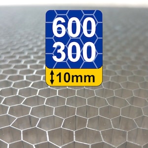 Placa alveolar de 600x300x10 mm (23,5x11,75x0,4 pulgadas) con un tamaño de celda de 6,5 mm para corte por láser de CO2