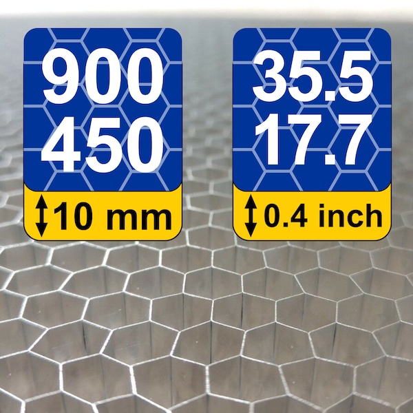 Aluminiuim Wabentisch / Honeycomb  900x450x10mm mit 6,5mm Zellgröße für CO2 / Dioden Laserschneiden z.B. Sculpfun S30